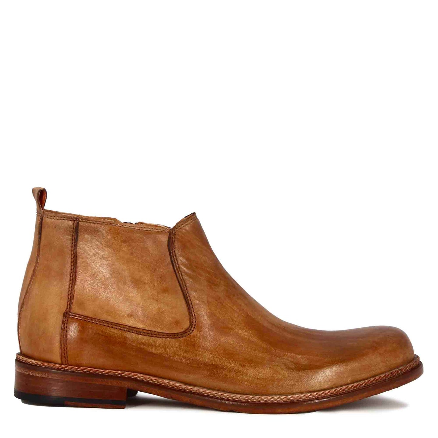 Comfort Step Handmade classic light brown leather men's ankle boots