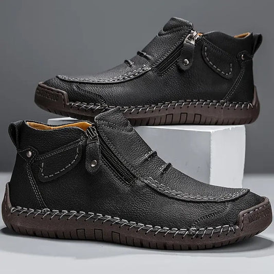 Marlen Ribbed Leather Boots